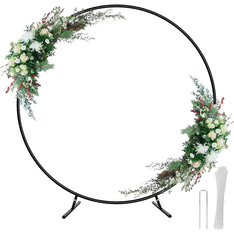 Round Backdrop Stand for Wedding Birthday Party Decoration - Black - Large
