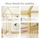 preview thumbnail 6 of 11, Natural Full Size Pine Wood Floor Wooden Bed with House Roof Frame and Safety Guardrails