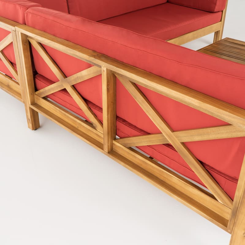 Brava Acacia Wood Sectional Sofa Set by Christopher Knight Home