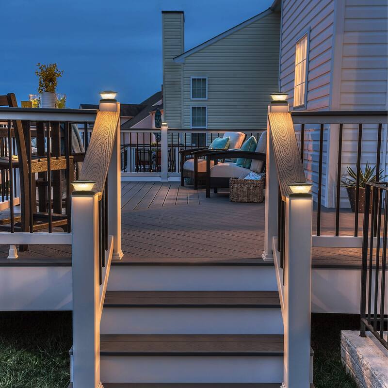 C Cattleya Black Solar LED Outdoor Post Cap Lights with Hammered Lens