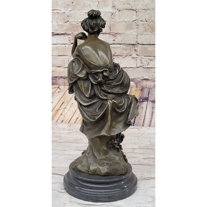 Vintage Style Resting Woman Bronze Statue Sculpture Figure 15 Inches X 6.5 Inches