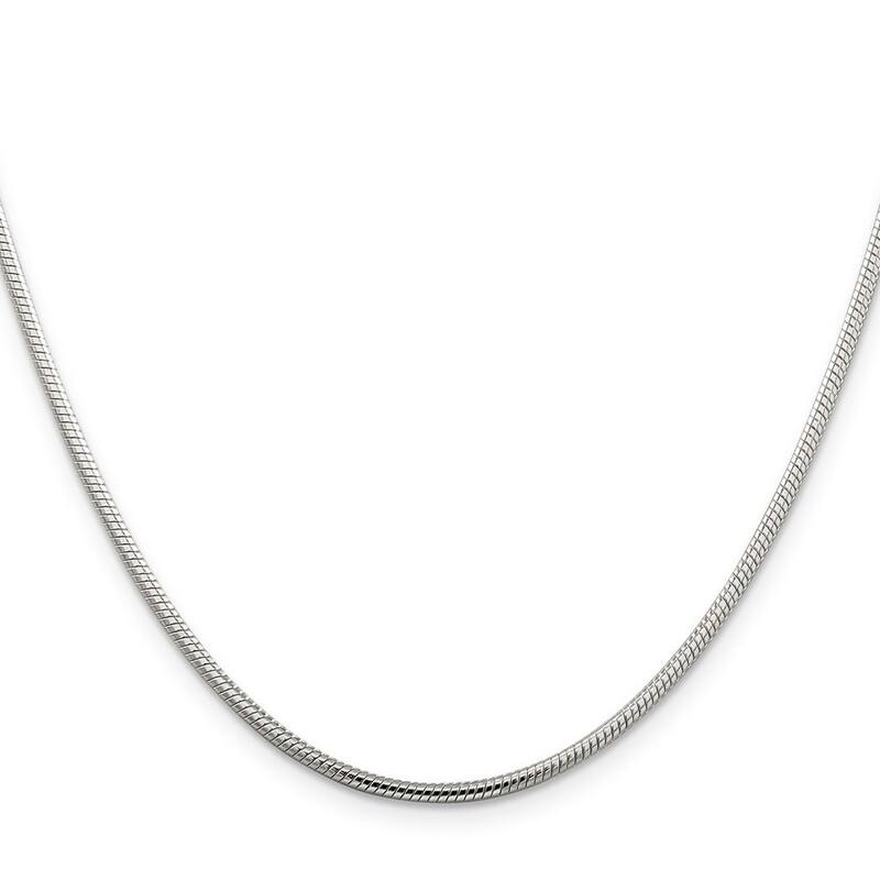 Curata 925 Sterling Silver Solid 2mm Round Snake Chain Necklace (Lobster)