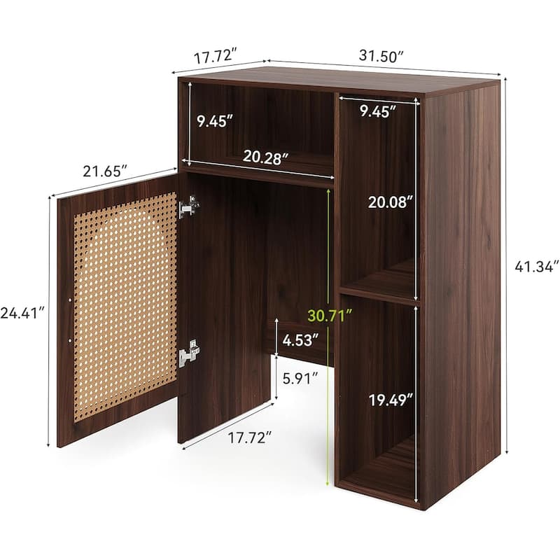 Storage Cabinet, Robot Vacuum Stand Cabinet, Multi Tier Farmhouse End Cabinet - 17.72"D x 31.5"W x 41.34"H