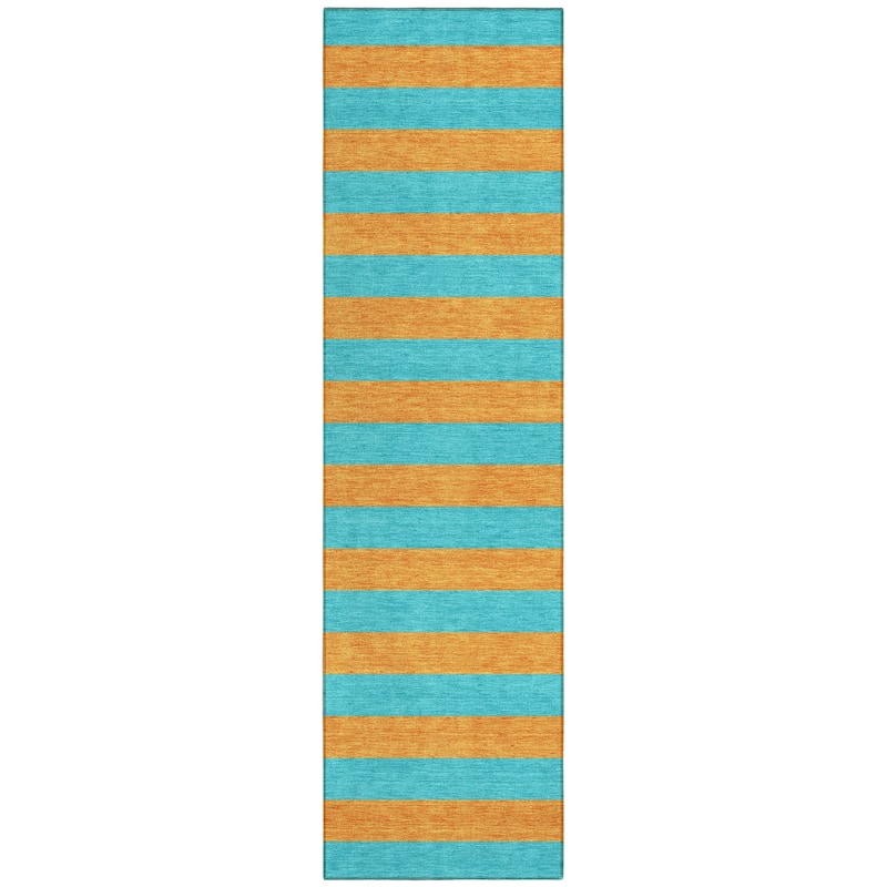 Machine Washable Indoor/ Outdoor Cabana Stripe Chantille Rug