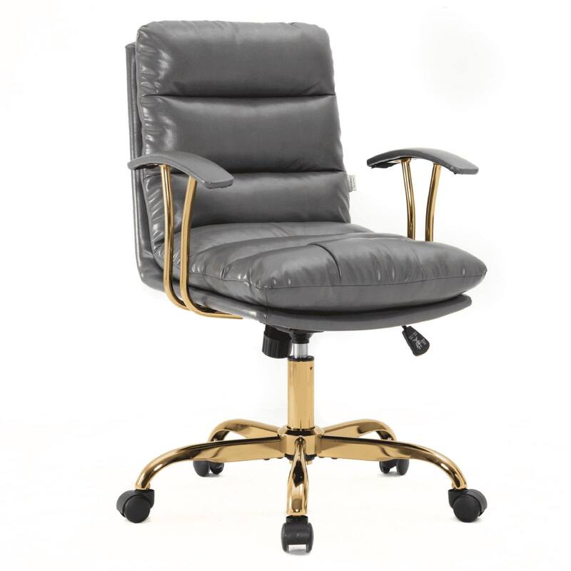 Regina Modern Executive Adjustable Office Chair Padded Leather with Tilt & 360° Swivel for Home Office Conference Work - Grey
