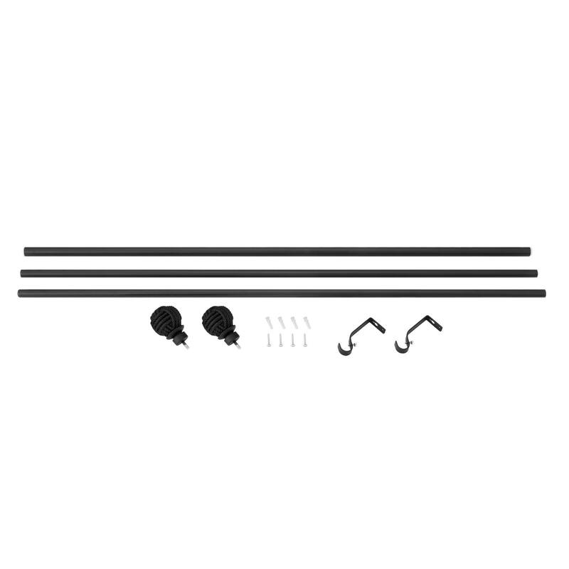 Debuono Black Adjustable Curtain Rod with Final Set