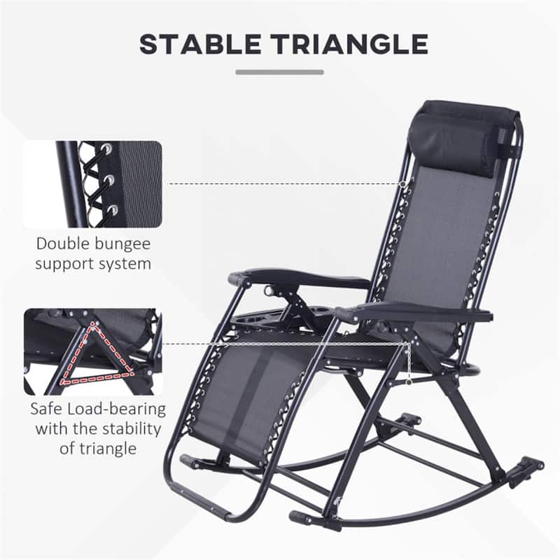 Mesh Zero Gravity Recliner Chair with Folding Legs and Cup Holders - 47.25" D x 26.5" W x 40.25" H