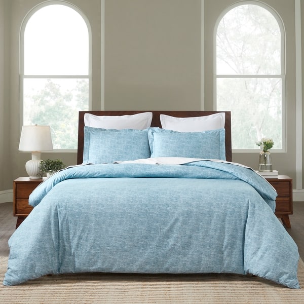 slide 2 of 36, Superior Melange Flannel Cotton Two-Toned Brushed Duvet Cover Set Washed Blue - King - Cal King