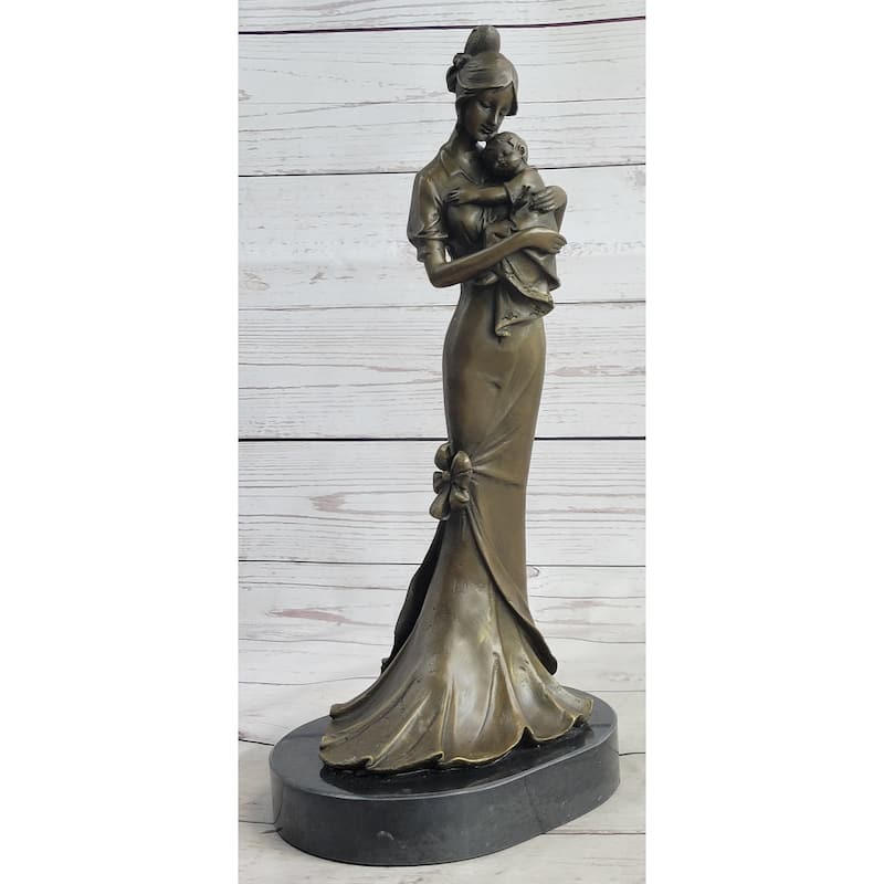 Mother Holding Baby Child Bronze Statue Sculpture Figure Original Vitaleh 14 Inches X 7 Inches