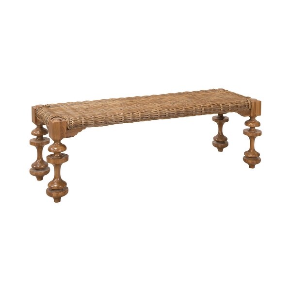 GuildMaster 7117002ET Seagrass 60" Wide Teak Wood Framed Bench - Euro Teak Oil