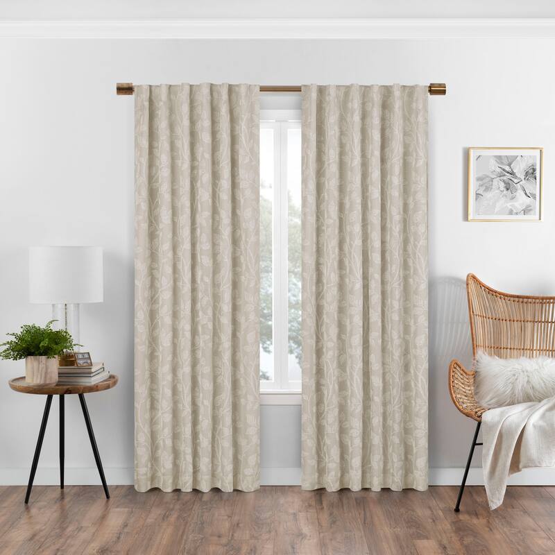 Eclipse Nora Botanical Print Absolute Zero Blackout Window Panel
