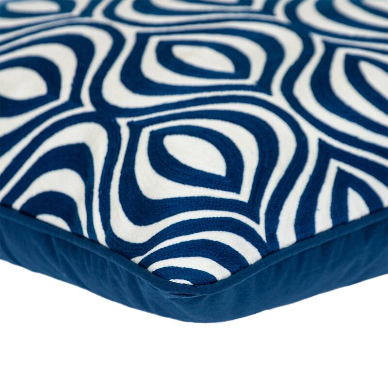 Ogee Square Cotton Throw Pillow - 20" - Blue and White