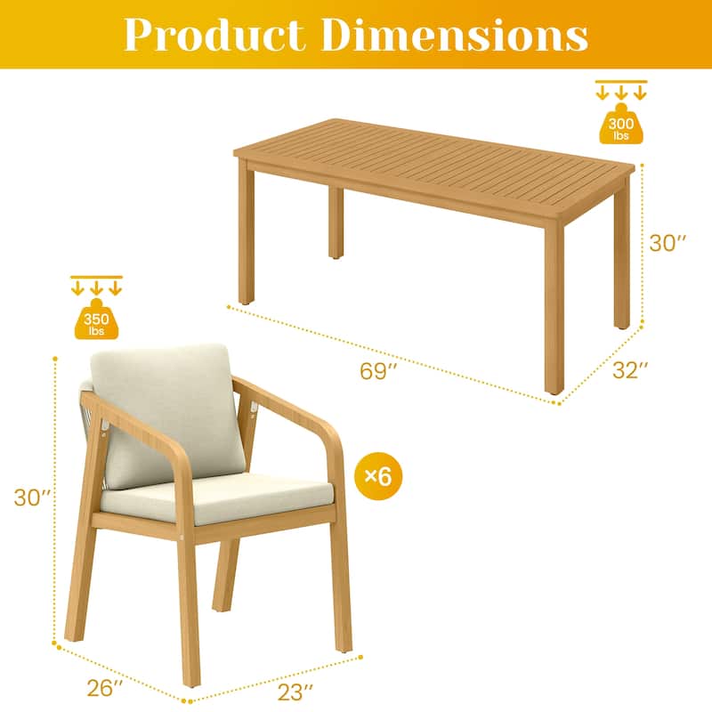7-Piece Patio Dining Set Table & Chairs