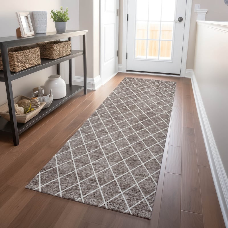 Machine Washable Indoor/ Outdoor Chantille Diamond Trellis Rug