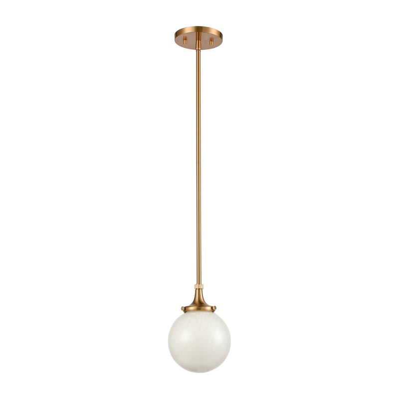 Elk Home Beverly Hills Satin Brass With White Glass 1 Light Pendant