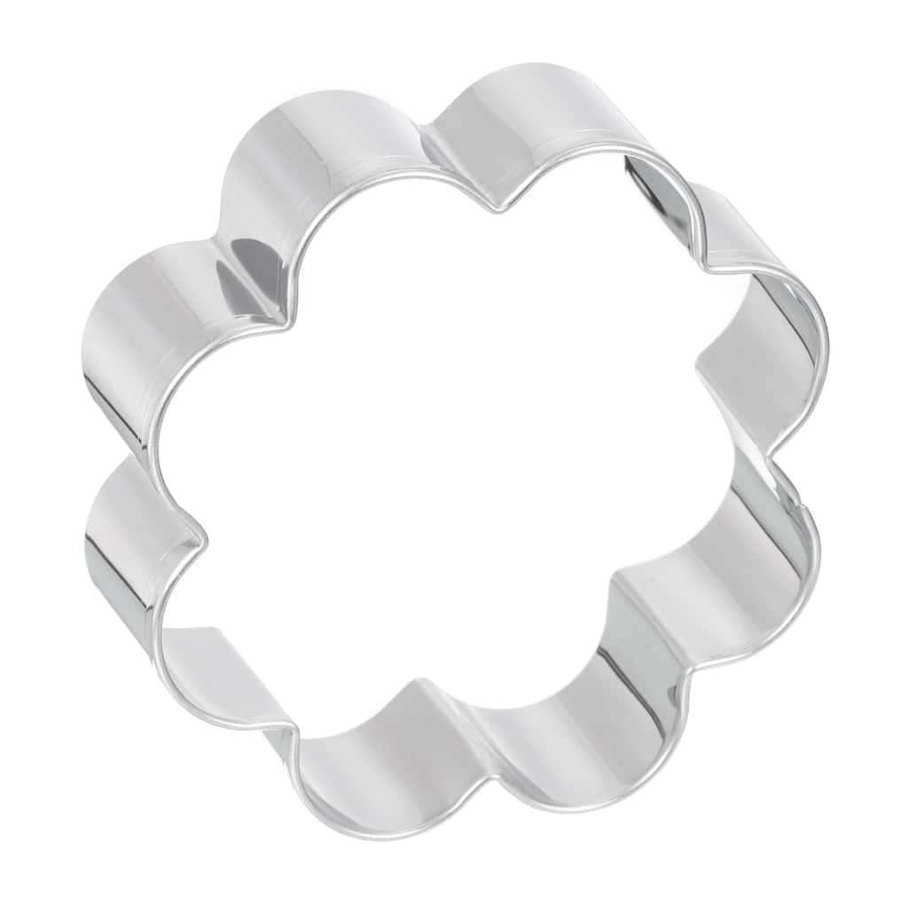 1" x 3" Cookie Cutter Silver Tone Eight Petal Flower - Silver Tone