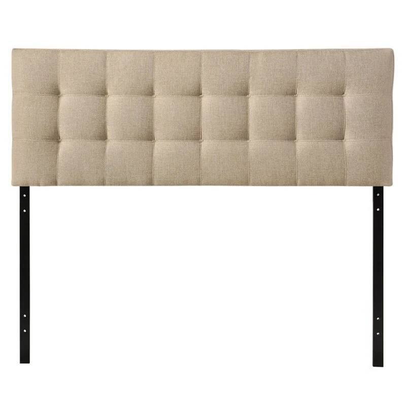 Twin/Queen/Full size Modern Beige Tan Taupe Fabric Tufted Upholstered Headboard - Full