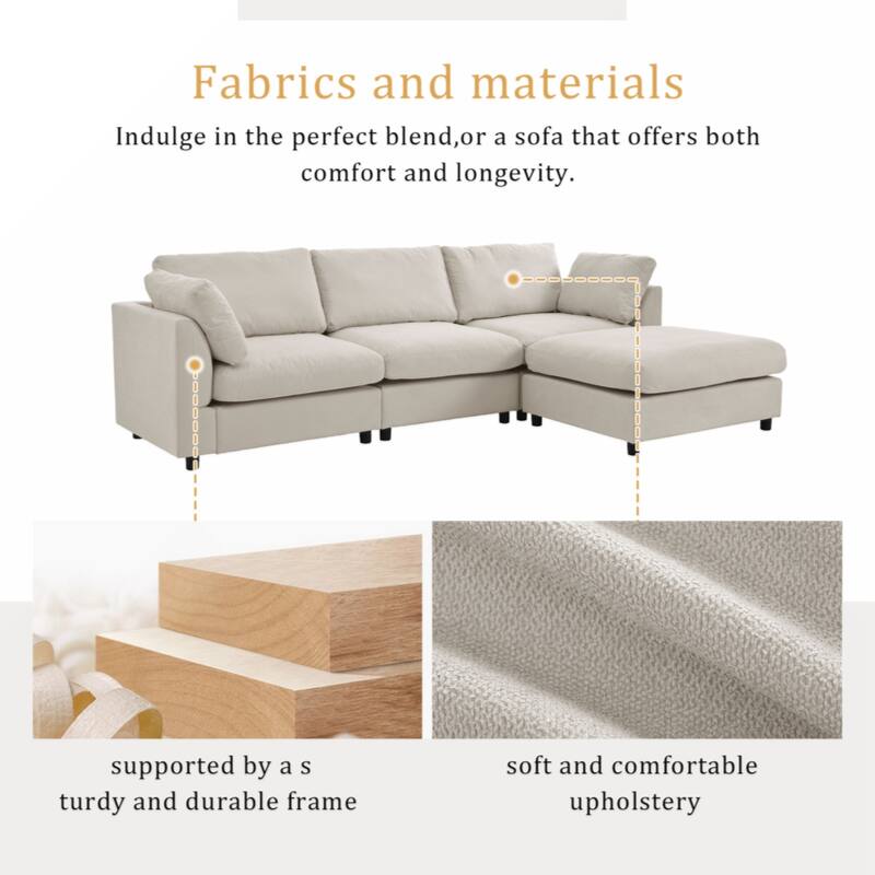 Upholstery Convertible Sectional Sofa, L Shaped Couch with Reversible Chaise