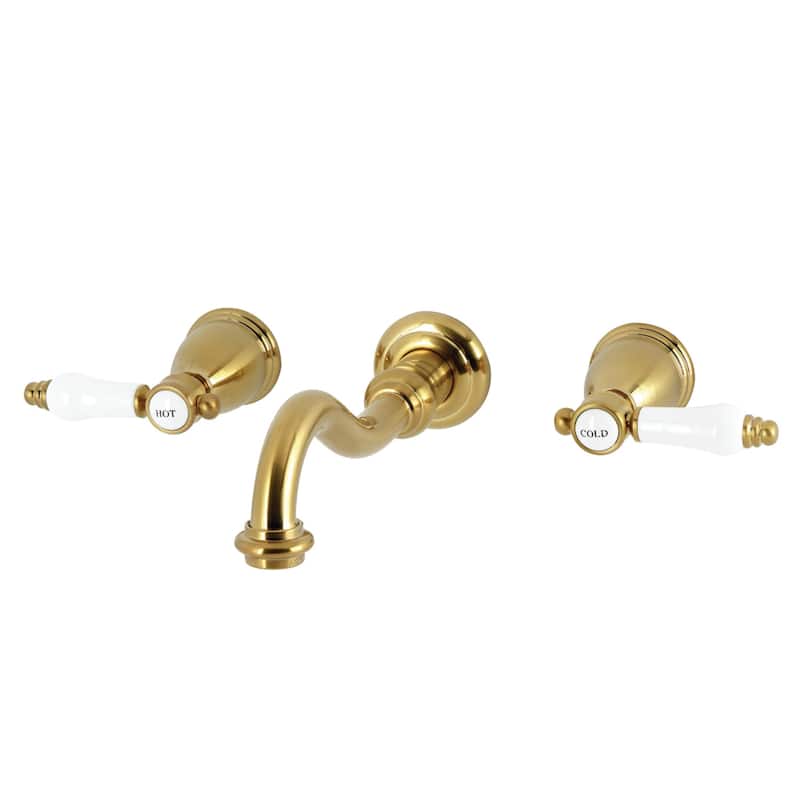 Kingston Brass Bel-Air Double-Handle Wall Mount Bathroom Faucet - Brushed Brass