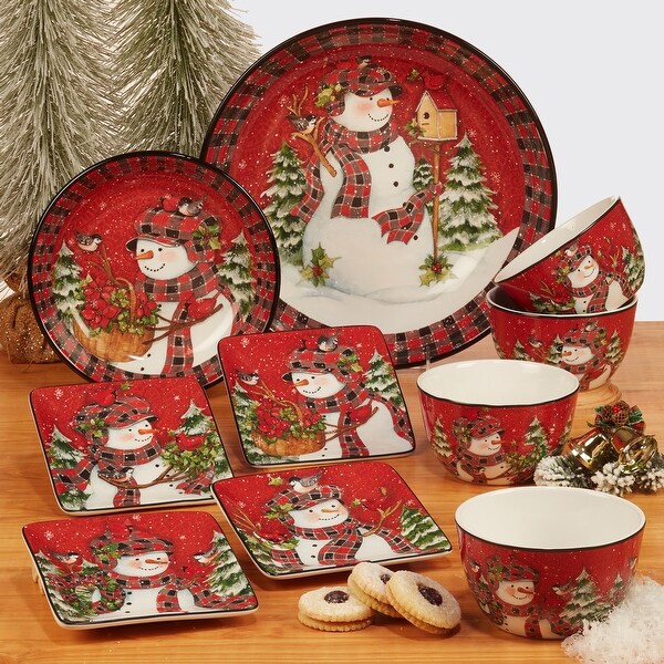 Certified International Christmas Lodge Snowman 16 pc