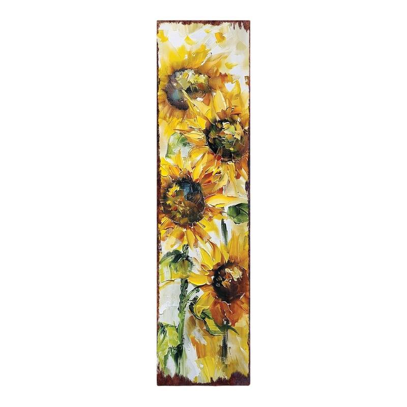 HomeRoots 36" Yellow Brown And Green Solid Wood Sunflowers Porch Sign