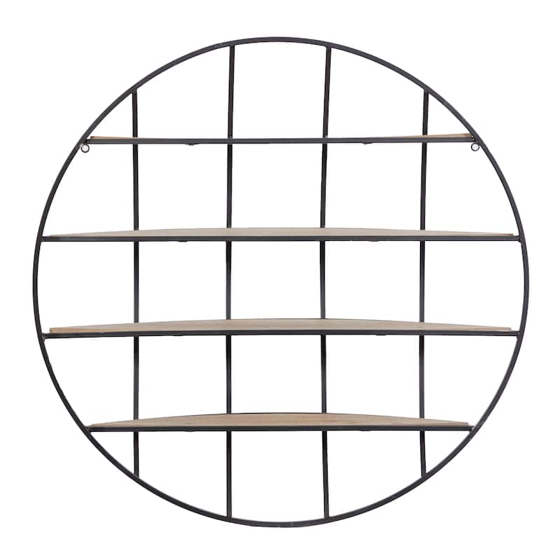 Metal 4 Shelves Wall Shelf - Light Brown - Roche River Decor - 9"W x 36"L x 36"H