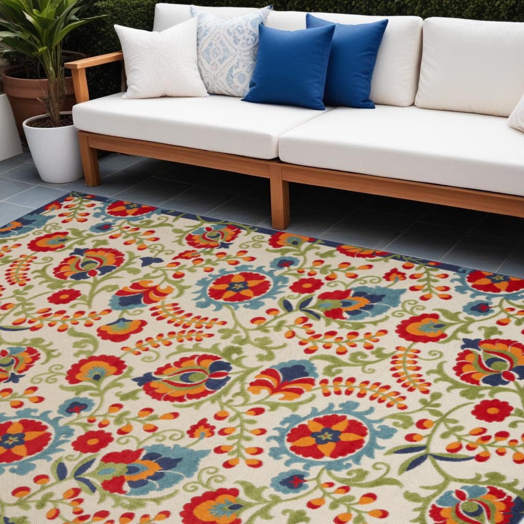 HomeRoots Contemporary Rectangle Outdoor Rug - 12' X 15'