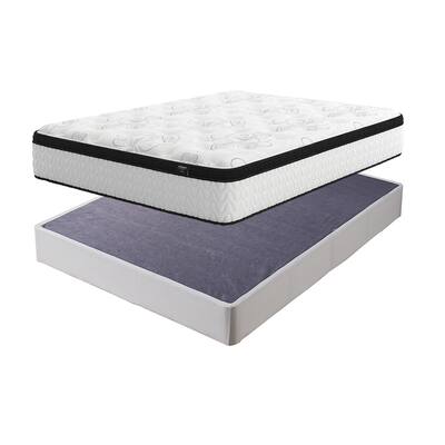Signature Design by Ashley Chime 12 Inch Hybrid White/Black 2-Piece King Mattress Package