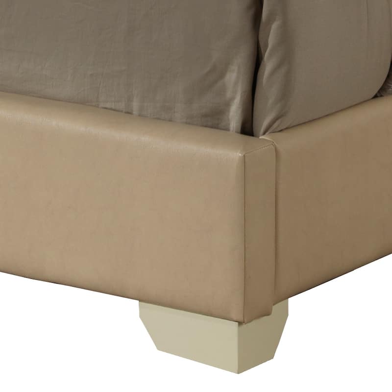 Full Size PU Platform Bed with Foam Filler and Easy Assembly