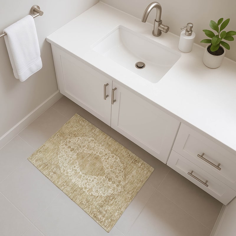 Premium Washable Super Soft Vintage Traditional Mayfield Rug - Ivory - 1'8" x 2'6"
