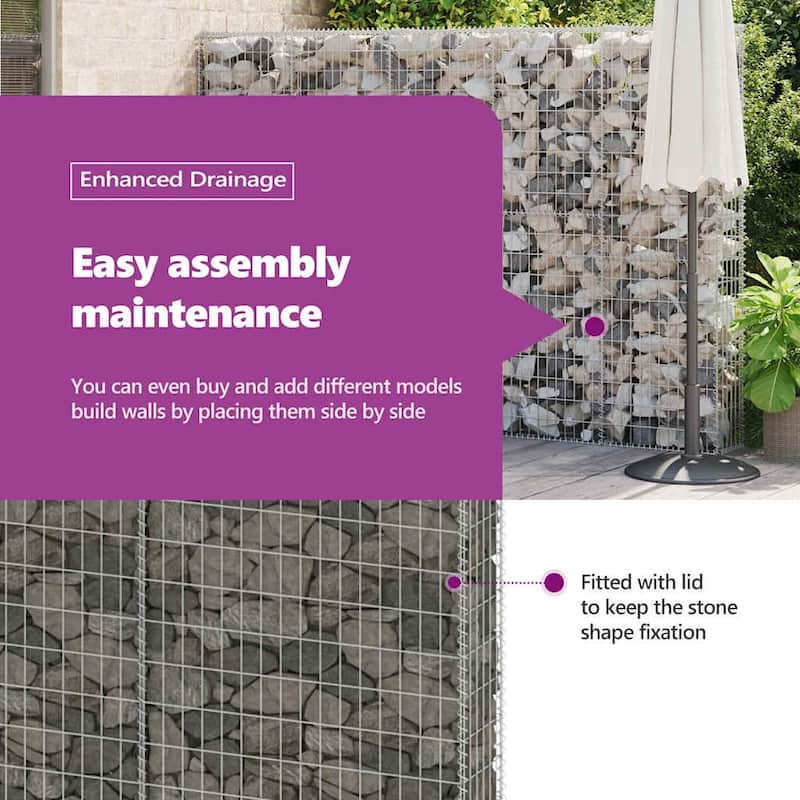 vidaXL Gabion Basket, Galvanized Steel
