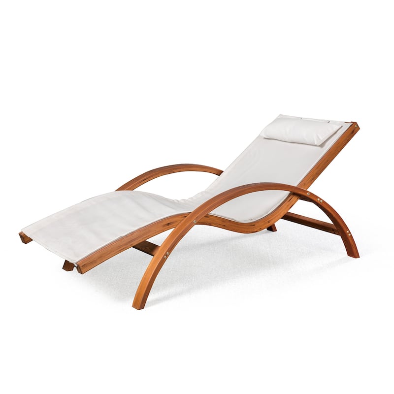 Island Retreat Bentwood Breeze Luxury Lounger With Wood Frame - Champagne - Champagne