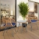 preview thumbnail 34 of 47, 3 Piece Outdoor Wicker Furniture Patio Bistro Set With Cushions for Porch Poolside Garden - 21.2"L x 23.6"W x 31.5"H