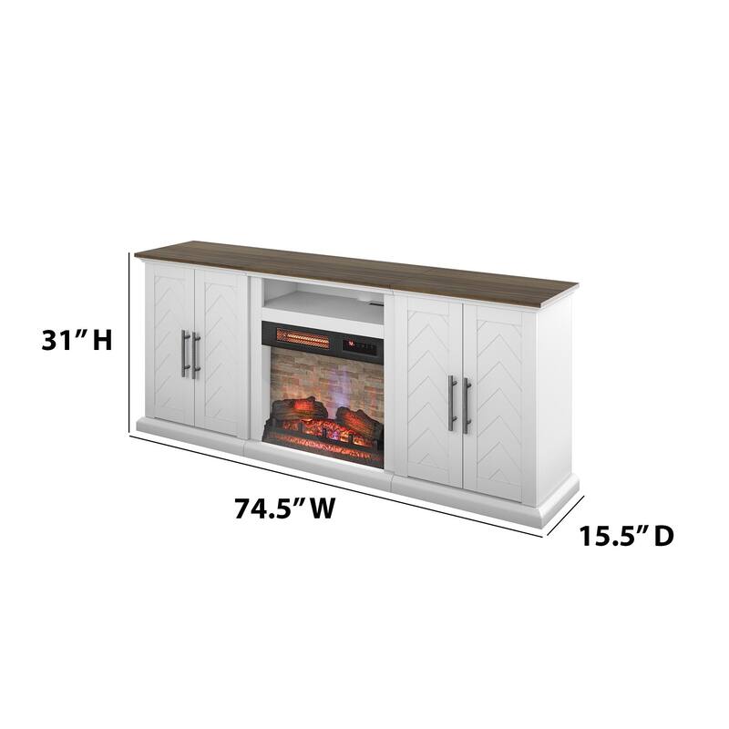 TV Stand for TVs up to 80" with Electric Fireplace and USB Charging Ports