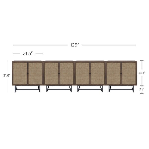 Nathan James Kova Natural Cane Rattan Doors Accent Cabinet with