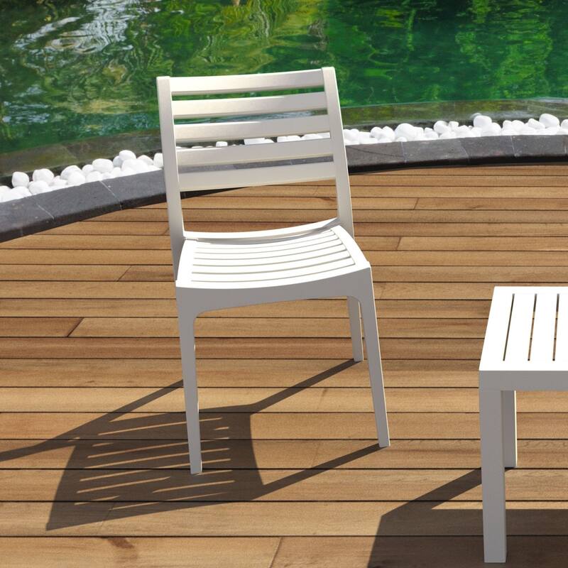 33" White Stackable Outdoor Patio Dining Chair