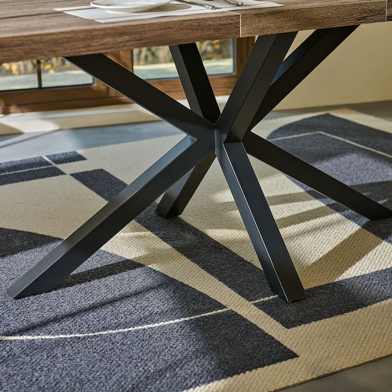 71in Pedestal Dining Table with Extension Leaf Crossed Legs