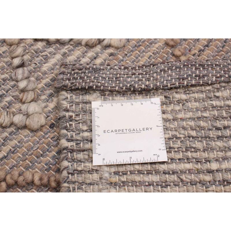 ECARPETGALLERY Braid weave Sienna Grey Wool Rug - 4'0 x 5'11