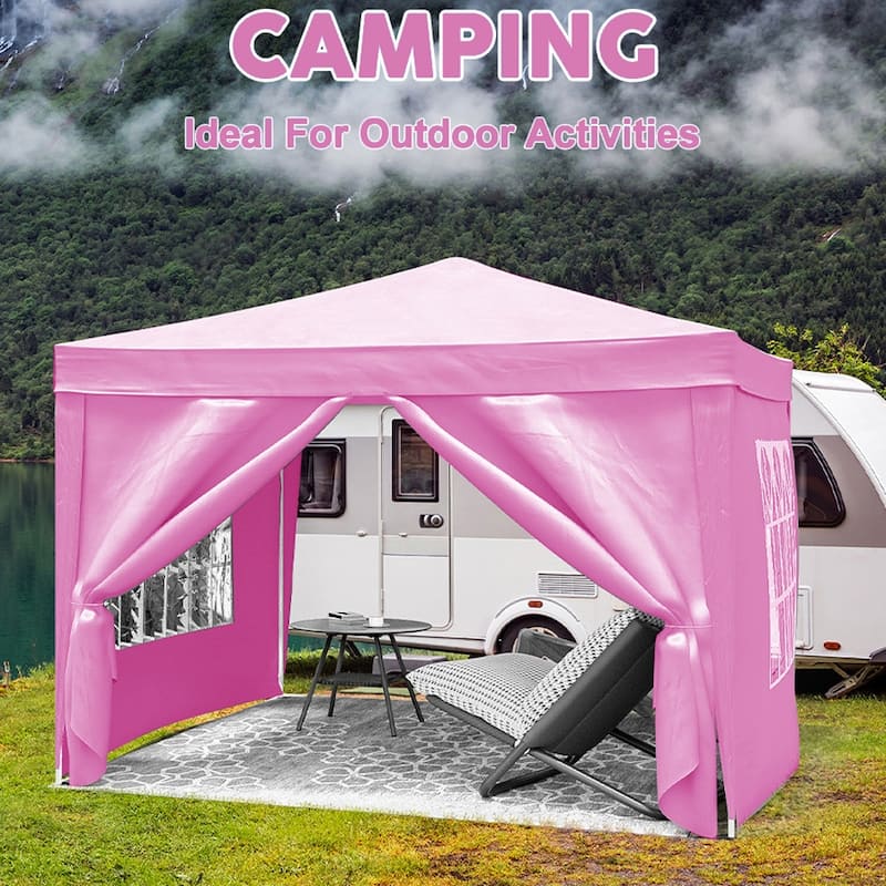10'x10'Folding Canopy,4 Removable Sidewalls Shelter UPF 50,Gazebo Portable Tents,EZ Pop Up Canopy 4pcs Weight Bag,Carry Bag