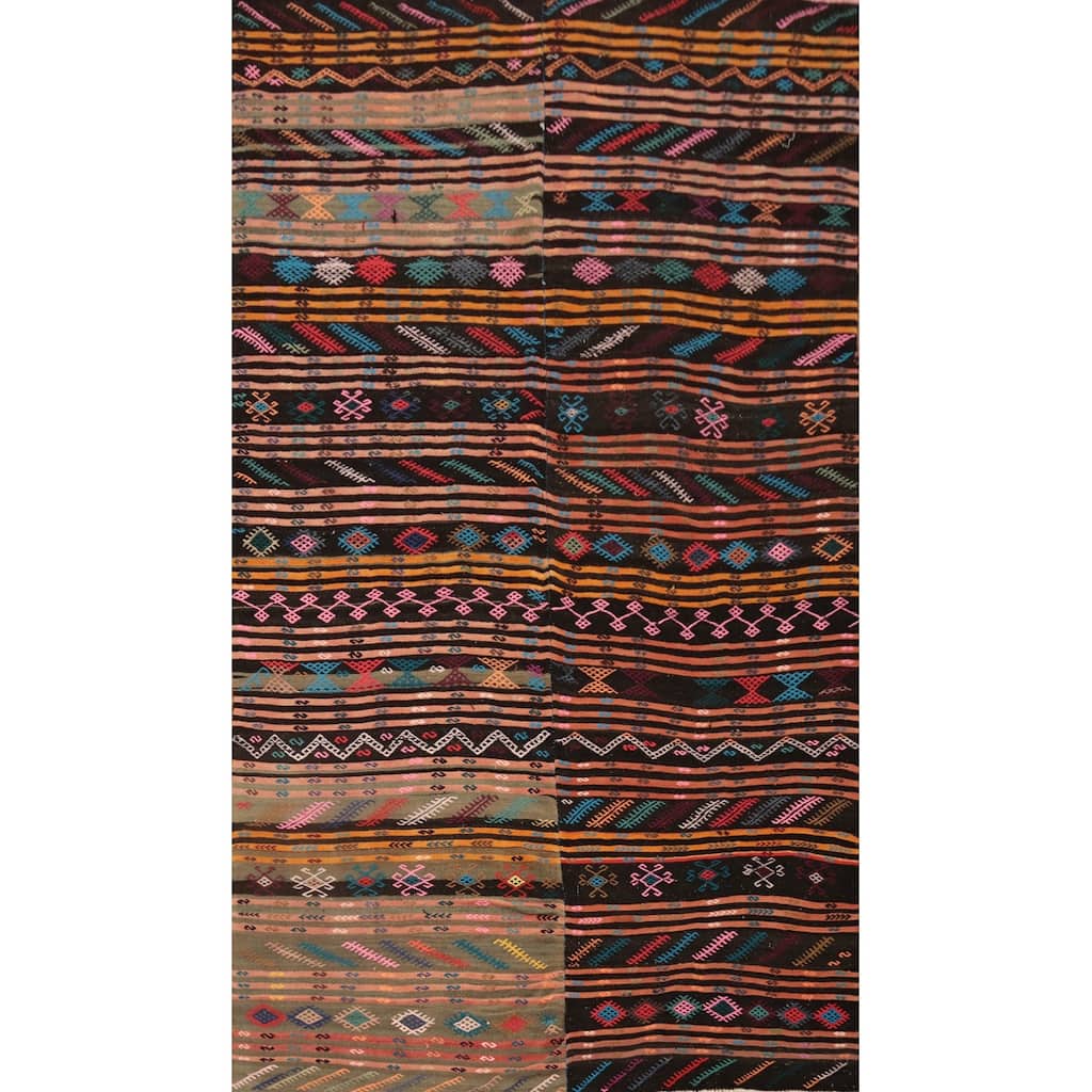 Hand Woven Oriental 100% Wool Carpet Southwestern Tribal Multi-Colored Kilim Area Rug - 10' 10'' X 6' 0''