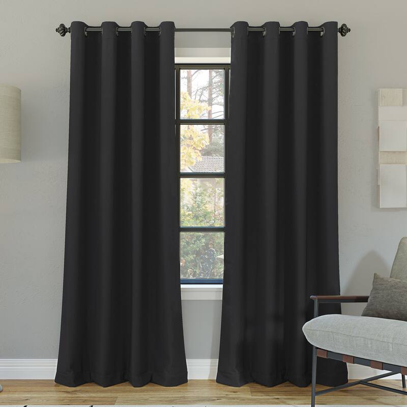 Sun Zero Oslo Theater Grade Extreme Total Blackout Grommet Curtain Panel, Single Panel - 52 x 108 - Coal