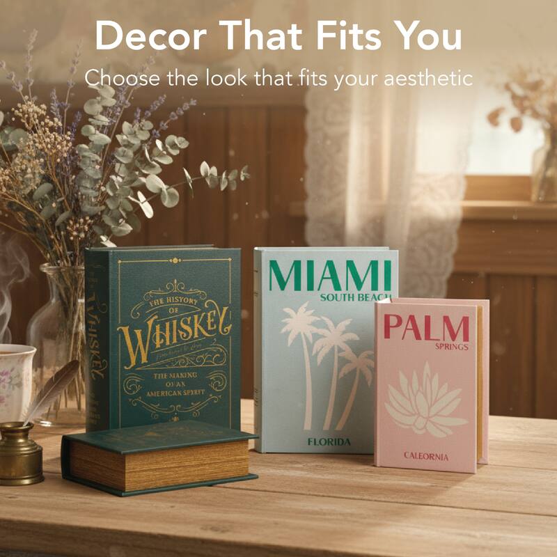 American Art Decor Miami South Beach & Palm Springs Faux Leather Book Storage Set - 10.62" x 7.62"