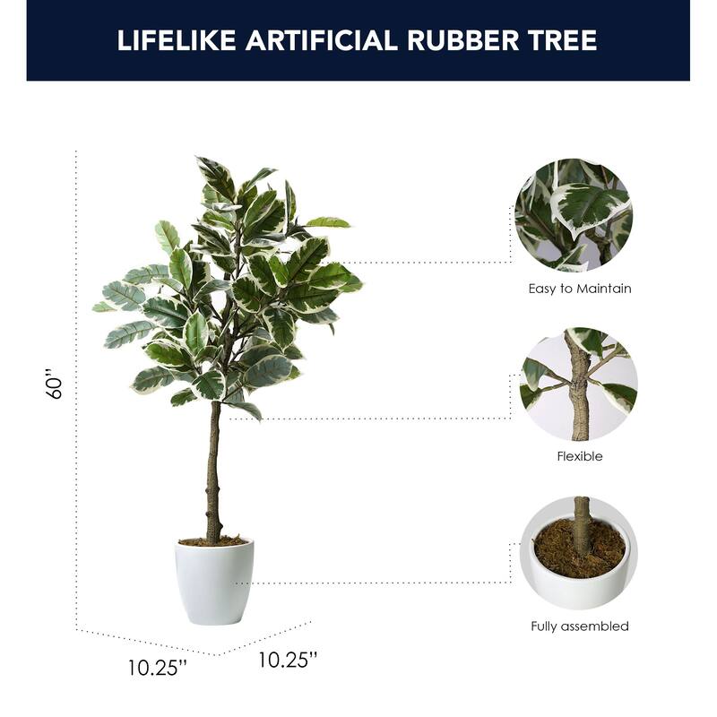 American Art Decor Artificial Faux Tree in White Tapered Ceramic Pot
