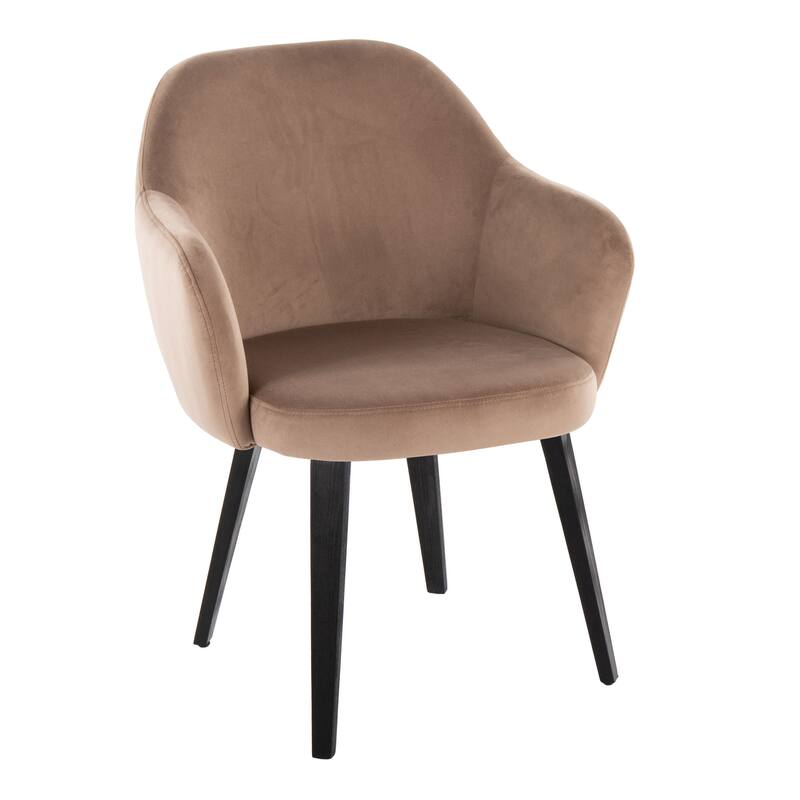 Porch & Den Beckett Dining Chair with Bent Wood Legs (Set of 2) - Brown Velvet/Black Wood