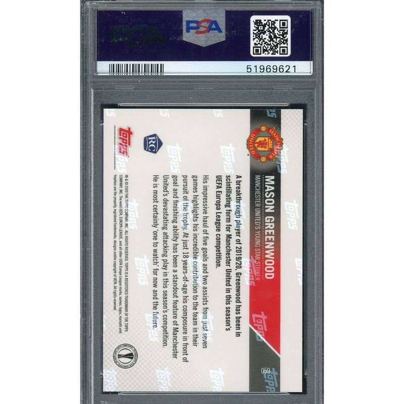 Mason Greenwood 2019 Topps Now UEFA Champions League Rookie Card #59 PSA 9 - 8'6" x 11'6"