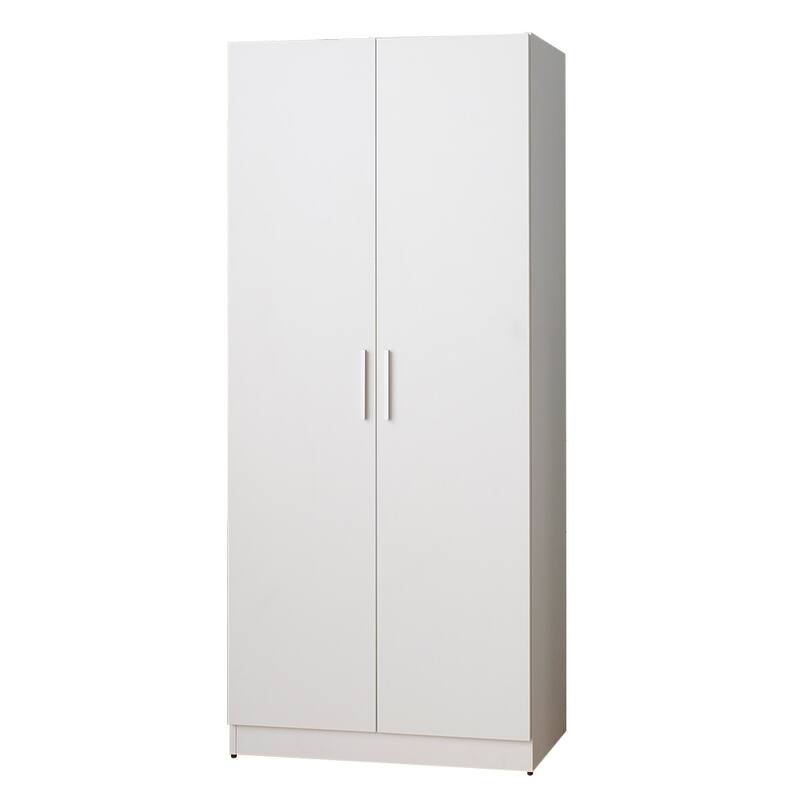 Mia Tall Shoe Cabinet with Six Shelves in White - White