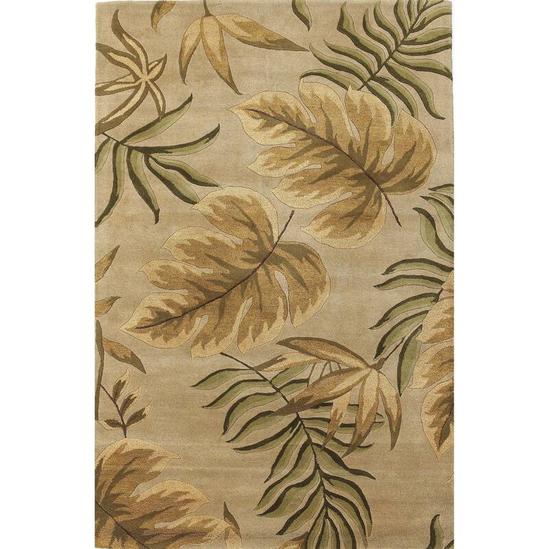 Domani Camila Sand Botanical Hand-tufted Wool Area Rug