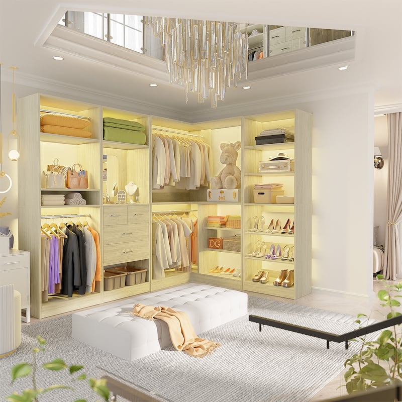 Cimly 25'' W Closet Organizer System with 2 Hanging Rods and DIY Shelves for Walk-in and Reach-in Closet