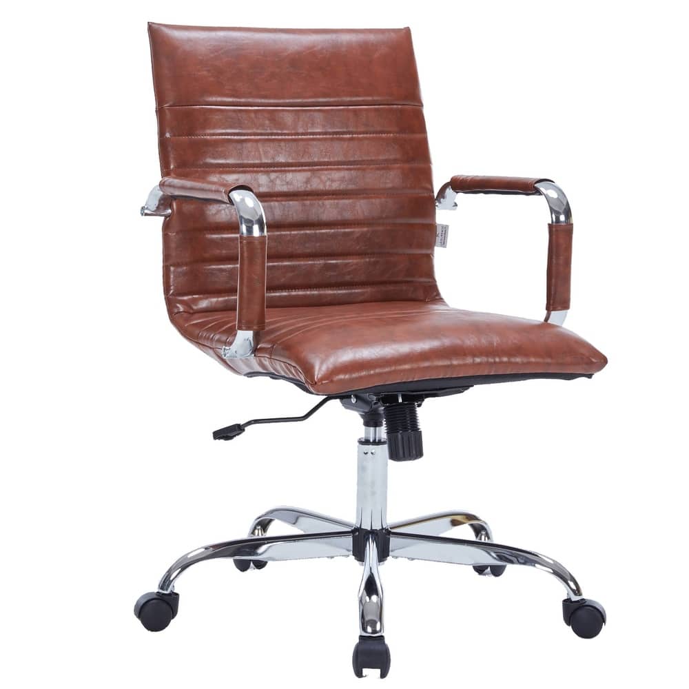 Harris Ergonomic Mid-Back Leather Office Chair with Metal Frame, Adjustable Height, Tilt Lock, and Swivel for Home Office