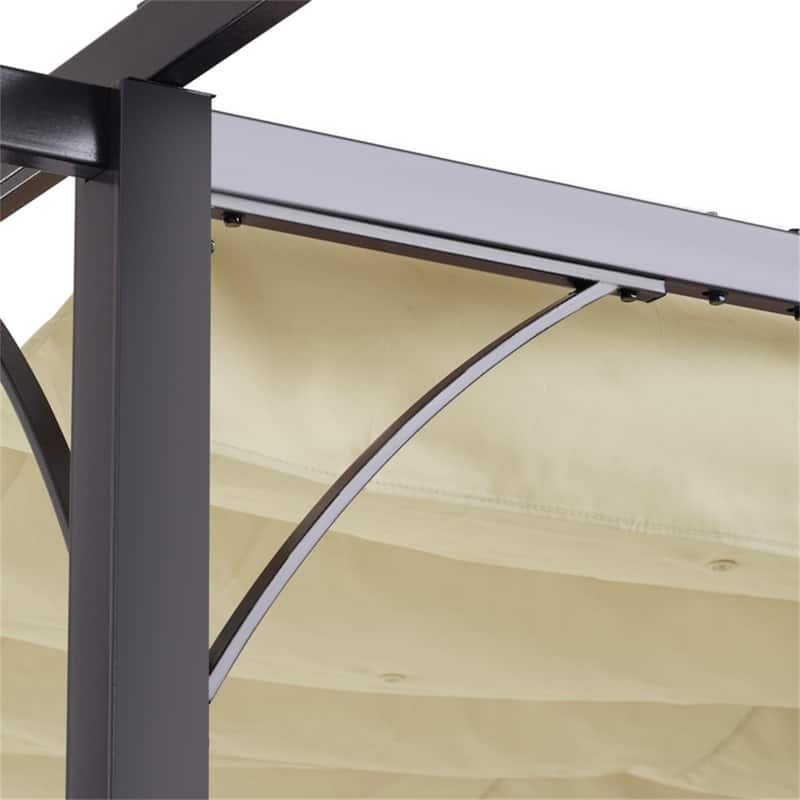 9.8x9.8 ft Patio Gazebo Pergola with Adjustable PU Canopy and Powder-Coated Steel Frame for Outdoor - 9.8' L x 9.8' W x 7.5' H